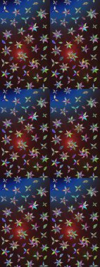 Kahverengi ve mavi renkli çiçekler. Raster illüstrasyonunda çiçek deseni çizimi.