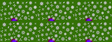 Vadinin çiçekleri yeşil ve nötr renklerde. Çiçeksel çizim kalıbının çizimi.