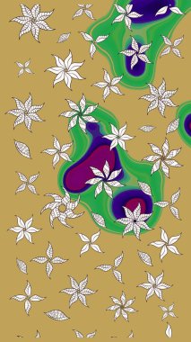 Raster illüstrasyonu. Renkli Bahar Teması eskiz kalıbı. Çiçekli çiçek deseni, suluboya. Düz Çiçek Elementleri Tasarımı. Sarı ve nötr renkte çiçekler.