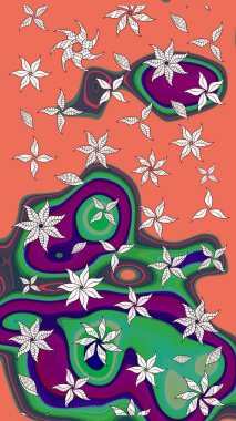 Çiçekleri, deniz kabukları, mandalaları ve suluboya efektleriyle donanma geçmişi. Yatak çarşafları, ceket, paket tasarımı, kumaş ve moda kavramları için tekstil baskısı. Çizim kalıbı etnik tasarım.