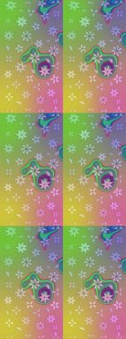 Yeşil ve nötr renklerde çiçekler. Raster illüstrasyonu. Çizim çiçek deseni duvar kağıdı için kullanılabilir.