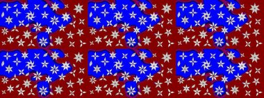 Nazikçe, yaz çiçekleri kırmızı ve mavi renklerde. Raster deseni. Raster illüstrasyonu. Küçük çiçekte sevimli çiçek deseni var..