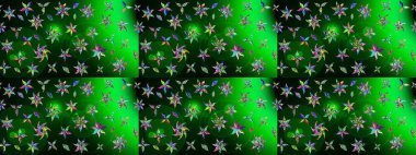 Çiçek kolajı. -yeşil ve mavi çiçekler. Çiçek arkaplan. Çiçek kompozisyonu. Raster deseni. Küçük çiçekte güzel bir desen var. Doğa.