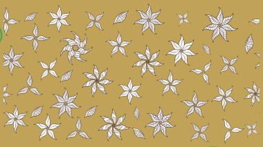 Raster illüstrasyonundaki çiçek desenli çizim. Sarı ve nötr renkte çiçekler.