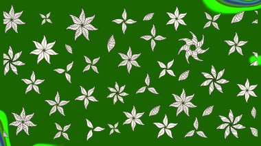 Yeşil ve nötr arkaplanda. Çocuksu tasarım. Tekstil, kumaş, ambalaj, hatıra defteri için hoş bir çiçek arkaplanı. Elle çizilmiş karalama çiçekleri ile Raster çizim deseni.