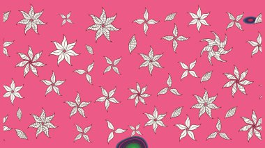 Pembe ve nötr renklerde çiçekler. Kumaş desenli papatya çiçekleri ayrıntıları.