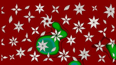 Tekstil, kumaş, ambalaj, hatıra defteri için hoş bir çiçek arkaplanı. Kırmızı ve nötr arkaplanda. Çocuksu tasarım. Elle çizilmiş karalama çiçekleri ile Raster çizim deseni.