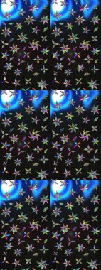 Küçük çiçekli yay deseni çiz. Raster illüstrasyonu. Suluboya tarzında gri ve mavi renkler üzerine.