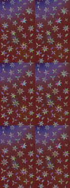 Kahverengi ve mor renkli etnik çiçeklerle süslenmiş zarif bir eskiz şekli. Raster Çiçek İllüstrasyonu güzel tekstil..