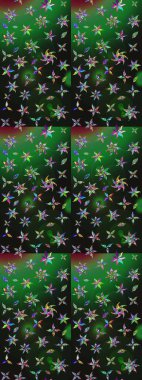 Renkli desenli eskiz deseni, gri ve yeşil çiçekler ve dekoratif elementler. Eskiz geçmişi. Raster illüstrasyonu. Kumaş, tekstil, duvar kağıdı baskısı için. Antika retro tarzı.