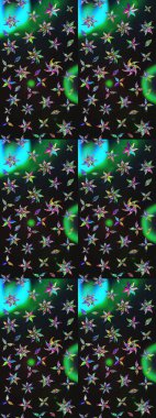 Çiçekli karalama şeklinde Raster çiçek deseni. Nazik, sevimli çiçek arkaplanı. Gri ve yeşil renkte çiçekler.