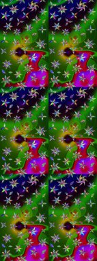 Sketch Floral Pattern in Raster illustration. Fancy fabric pattern. Colour Spring Theme sketch pattern Background. Flat Flower Elements Design.