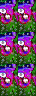 Küçük çiçekli basit bir çiçek çizimi. Yeşil ve mor renkli şirin çiçekler. Moda baskısı, albüm, ambalaj kağıdı ve duvar kağıdı için zarif dekoratif süslemeler. Raster illüstrasyonu.