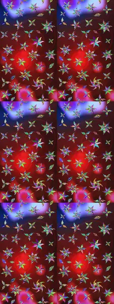 Çiçekli karalama şeklinde Raster çiçek deseni. Nazik, sevimli çiçek arkaplanı. Kırmızı ve kahverengi renkte çiçekler.