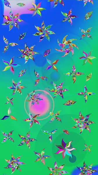 Çiçek deseni. Düz Çiçek Elementleri Tasarımı. Raster illüstrasyonu. Chichi 'nin kumaş kalıbını çiz. Renkli Bahar Teması çizim şablonu.