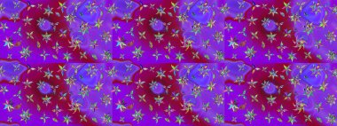 Kumaş desenli papatya çiçeği detayı. Mor ve mor renkte çiçekler.