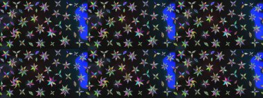 Raster illüstrasyonundaki çiçek desenli çizim. Gri ve mavi renkte çiçekler.