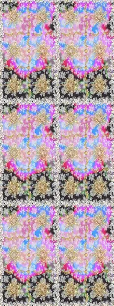 Dekoratif simetri arabesk. Kusursuz ortaçağ çiçek deseni. Tarafsız renklerde altın. Raster illüstrasyonu. Doğum günü, davetiye ya da afiş için tebrik kartı.