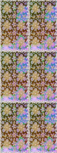 Damask pürüzsüz yineleme kalıbı. Antika altın tekrarlanabilir duvar kağıdı. Barok tarzında altın çiçekli süs. Tarafsız renklerde altın element.