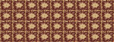 Süslü dantel iz sürücü. Çiçek süslemeli Raster eskiz deseni. Duvar kâğıdı için altın süslü bir illüstrasyon. Doğu tarzında klasik tasarım öğesi. Kahverengi renkler üzerine geleneksel Arapça dekor.