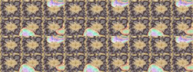 Süslü dekorasyon. Raster illüstrasyonu. Damask altın soyut çiçek deseni kahverengi renkler üzerine çizim.