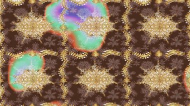 Duvar kâğıdı barok, İspanyol kumaşı. Çiçek desenli çizim. Kahverengi renkler üzerine grafiksel modern çizim deseni. Çizim raster arkaplanı.