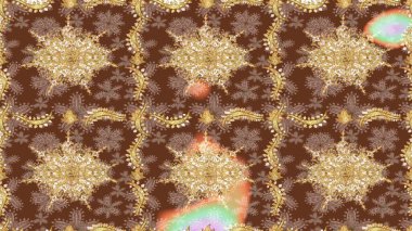 Paisley 'ler zarif çiçek desenli eskiz arka plan duvar kâğıdı çizimi klasik stil, modern 3D çizgili sanat eseri altın ve kahverengi desenli çiçek yaprakları ve süslemeleri..