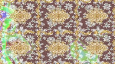 Klasik Raster Golden eskiz kalıbı. Klasik klasik klasik arka plan. Kahverengi renkli ve altın elementli eskiz deseni. Geleneksel oryantasyon süsü.