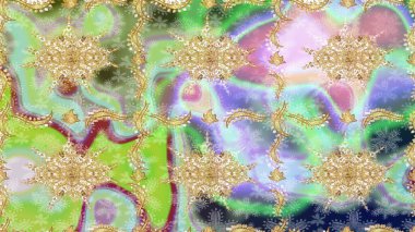 Tarafsız renklerde altın element. Antika altın tekrarlanabilir duvar kağıdı. Damask çizimi tekrarlanıyor. Barok tarzında altın çiçekli süs..