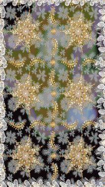 Klasik klasik klasik arka plan. Geleneksel oryantasyon süsü. Gri renkli ve altın elementli altın desenli. Kusursuz klasik raster altın desenli.