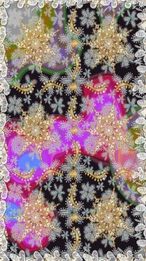 Barok tarzında kusursuz bir doğulu süsü. Gri renkli ve altın elementli geleneksel klasik altın sarısı desen.