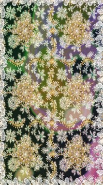 Raster altın desen. Doğu tarzı arabesk. Altın elementli gri renkler. Kusursuz altın desenli bukleler. Raster illüstrasyonu.