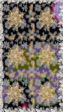 Gri ve altın desenli. Klasik raster şablonu. Tekrarlayan ögelerle kusursuz soyut arkaplan.