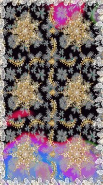 Kusursuz altın desen. Gri renkli ve altın elementli altın desenli. Raster doğulu süsü.