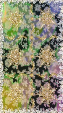 Tarafsız renklerde altın elementler. Çiçek deseni. Kusursuz raster arka plan. Şık bir grafik desen. Duvar kâğıdı barok, İspanyol kumaşı.