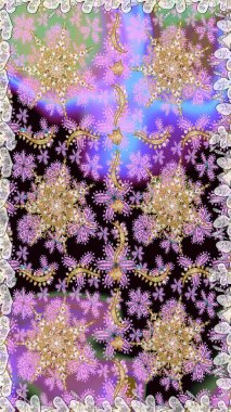 Raster altın desen. Kusursuz kıvırcık saçlar. Doğulu stil, altın elementlerle altın deseni nötr renklerle donatır..