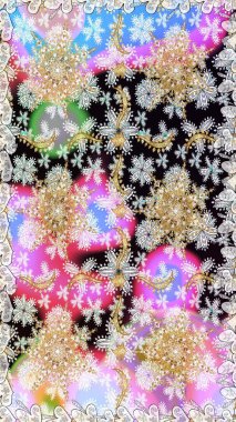 Raster illüstrasyonu. Kusursuz soyut bir arkaplan. Oriental raster klasik nötr ve altın desenli.