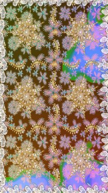 Şık bir grafik desen. Çiçek deseni. Kusursuz raster arka plan. Kahverengi renklerde altın elementler. Duvar kâğıdı barok, İspanyol kumaşı.