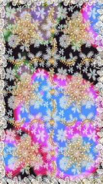 Barok tarzında kusursuz bir doğulu süsü. Geleneksel klasik altın desen. Gri renkli ve altın elementli altın desenli. Raster doğulu süsü.