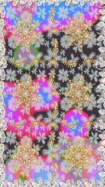 Raster illüstrasyonu. Kusursuz soyut bir arkaplan. Oriental raster klasik gri ve altın desenli.