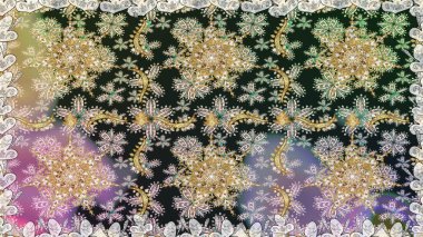 Raster geleneksel, gri renklerde, altın, kusursuz desen. Barok tarzında kusursuz bir doğulu süsü..