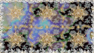 Kusursuz klasik altın desen. Gri renkli ve altın elementli altın desenli. Raster geleneksel oryantasyon süsü.