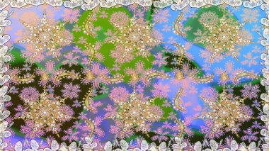 Çiçek desenli altın metal. Raster altın çiçek süsü brokar kumaş ve cam desenli. Tarafsız renkler ve altın elementler. Kusursuz altın desen.