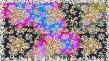 Raster altın desen. Kusursuz kıvırcık saçlar. Doğulu stil, altın elementlerle birlikte gri renklerde altın desenli arabesk yapar..