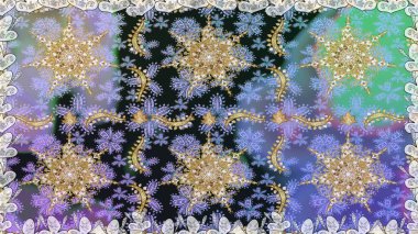 Gri renklerdeki altın elementler. Geleneksel klasik raster altın pürüzsüz desen. Barok tarzında kusursuz bir doğulu süsü..