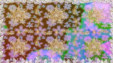 Tarafsız renklerde, altın elementlerle kusursuz desen. Raster oryantal süs. Kusursuz altın desen.