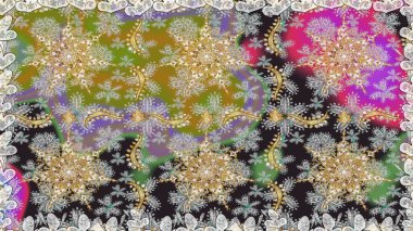 Gri renklerde ve altın elementlerle. Geleneksel oryantasyon süsü. Kusursuz klasik raster altın desenli. Klasik klasik klasik arka plan. Raster illüstrasyonu.