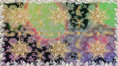 Tarafsız renklerde, altın elementlerle kusursuz desen. Geleneksel oryantasyon süsü. Kusursuz klasik raster altın desenli. Klasik vintage arkaplan.