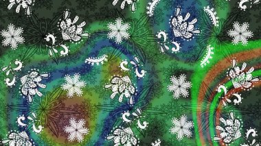 Raster illüstrasyonu. Klasik çiçek tasarımı elementleri. Yeşil ve mavi kıvırcık çiçekler yeşil ve mavi renklerde.