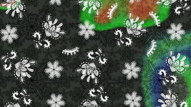 Gri ve yeşil renkli çiçekler. Düz Çiçek Elementleri Tasarımı. Sevimli çiçek raster deseni. Renkli Bahar Teması çizim şablonu.